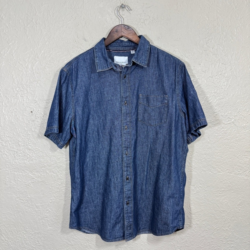 Paper Denim & Cloth Button Down Shirt Med Denim 100% Cotton Minimalist Preppy